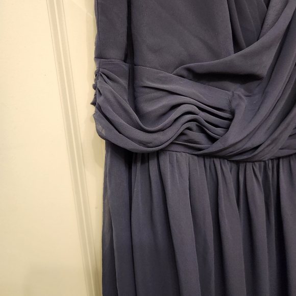 Dessy Collection Draped Chiffon Maxi Dress, Women's Size 20 midnight navy - Picture 5 of 11